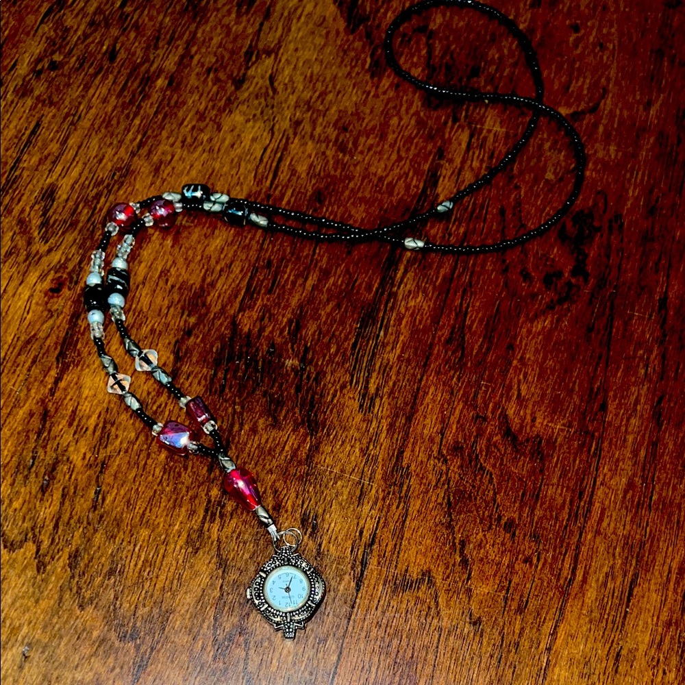 Geneva signature watch pendent on Beaded Necklace